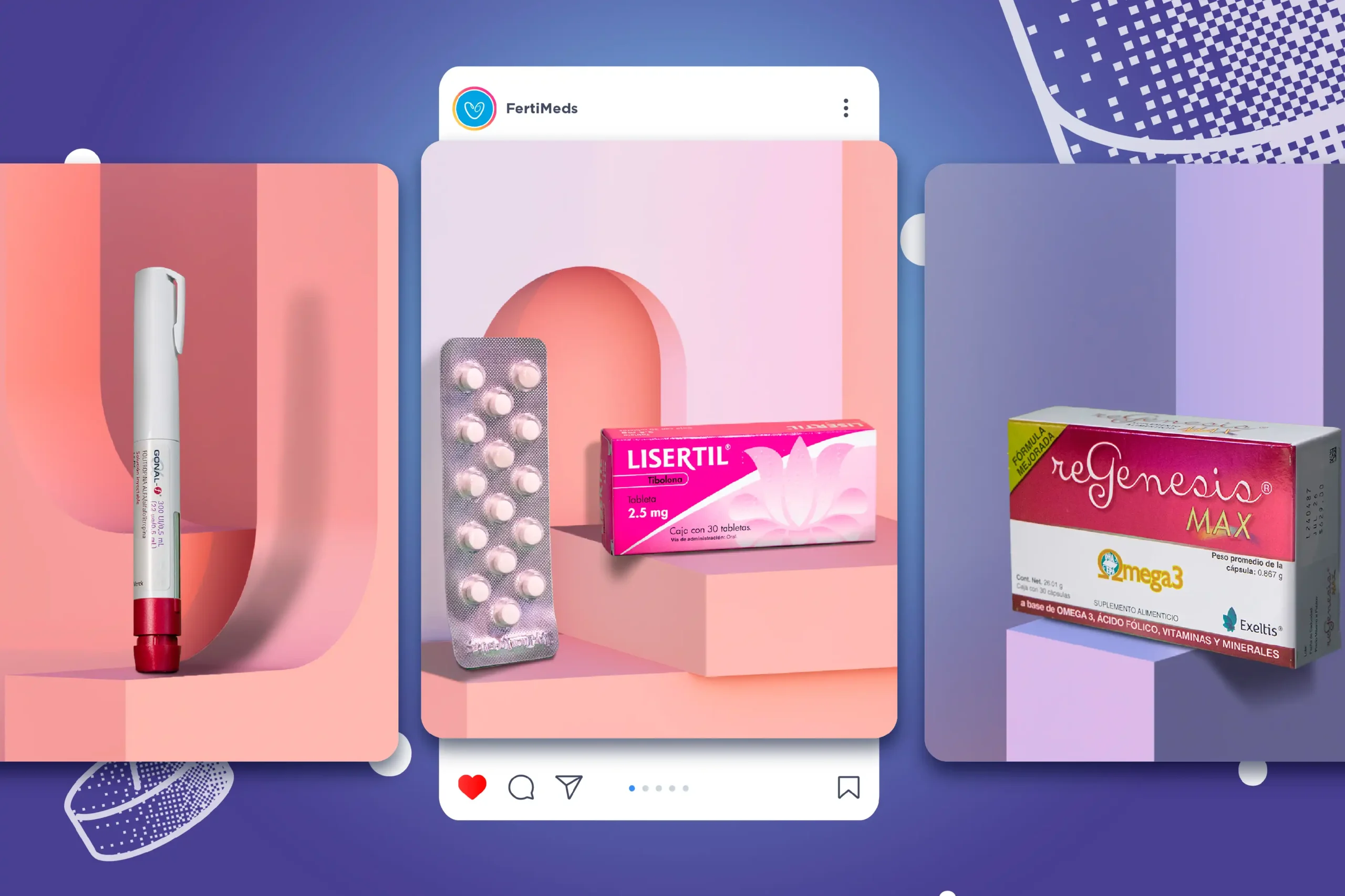 Ejemplo de uso en pantallas de celular, fotos de Fertimeds