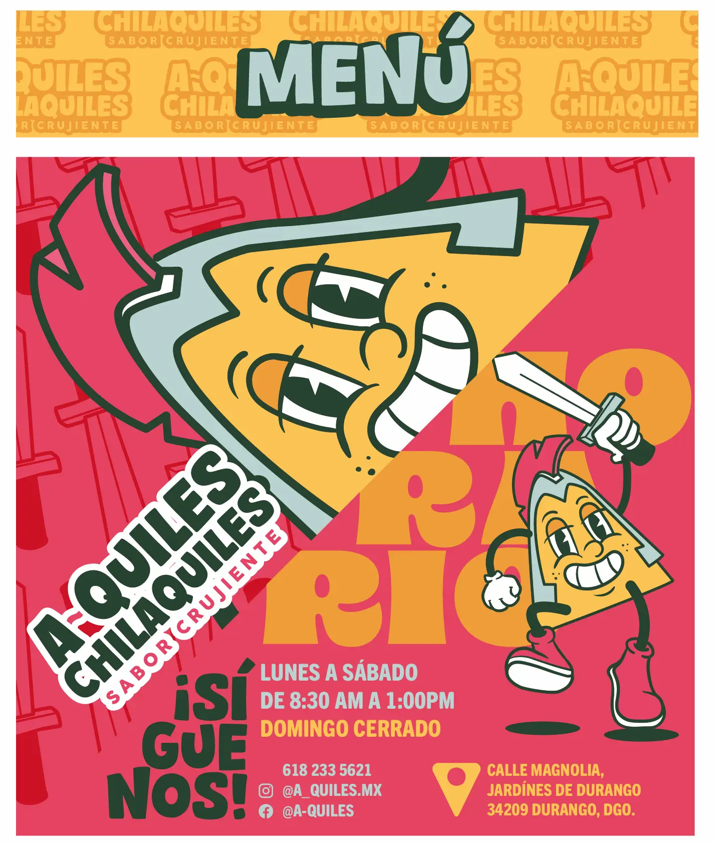 Logotipo de A-quiles Chilaquiles y sus especificaciones