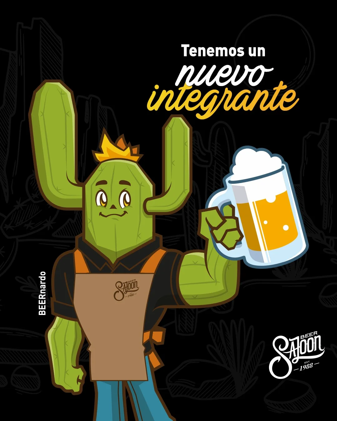 Ilustración de Beernardo sosteniendo un tarro de cerveza