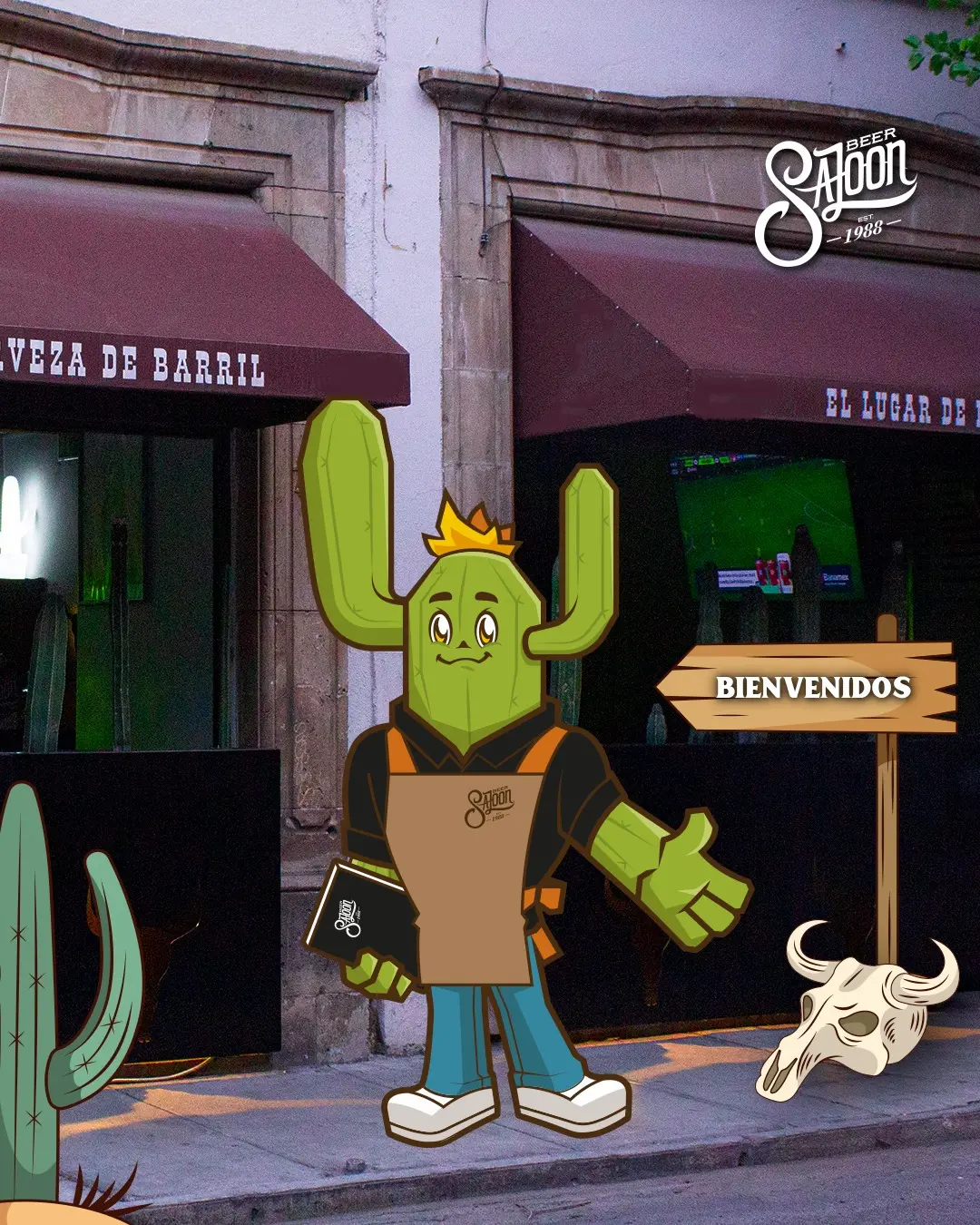 Ilustración de Beernardo fuera de sucursal