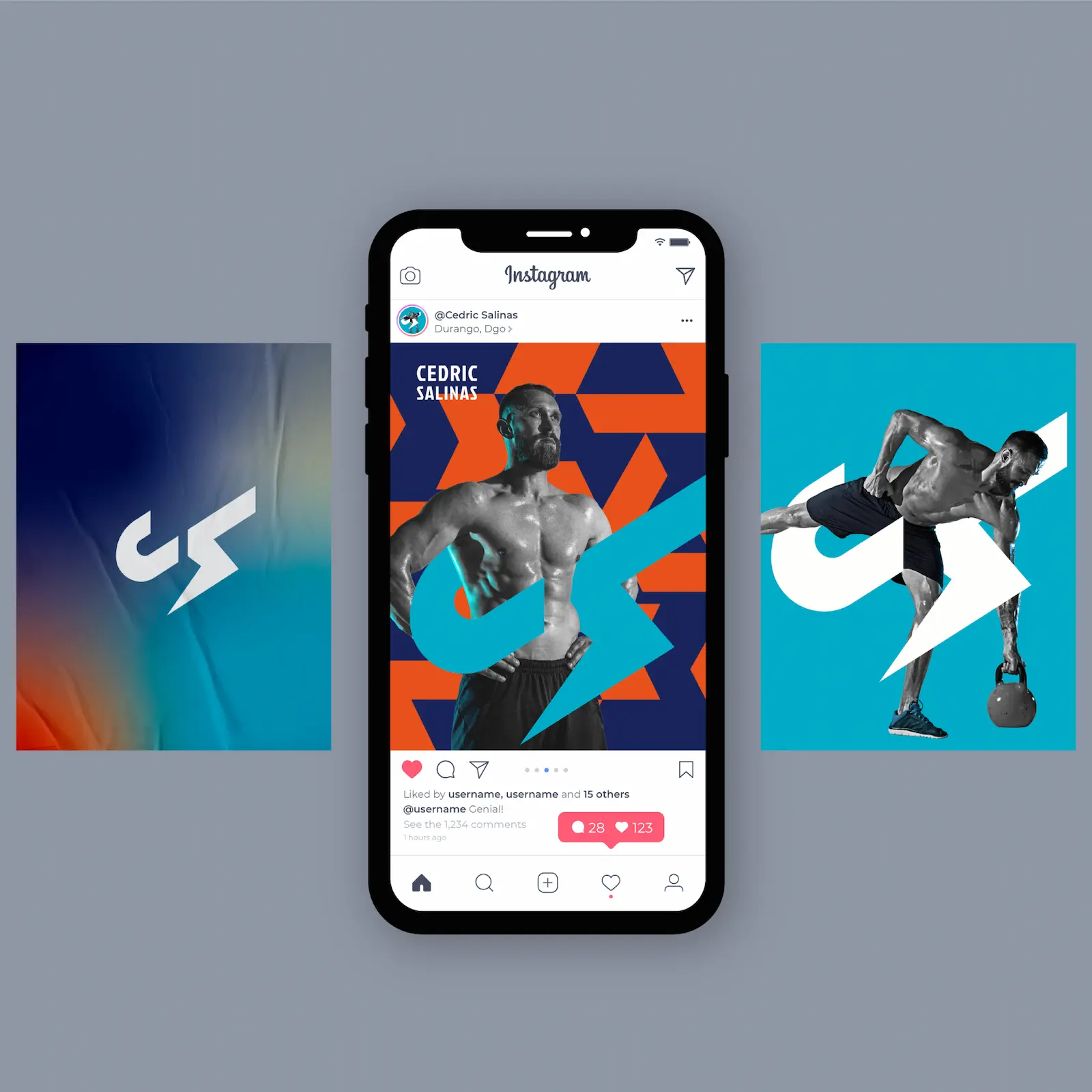 Logotipo de Cedric Salinas en publicaciones de redes sociales.