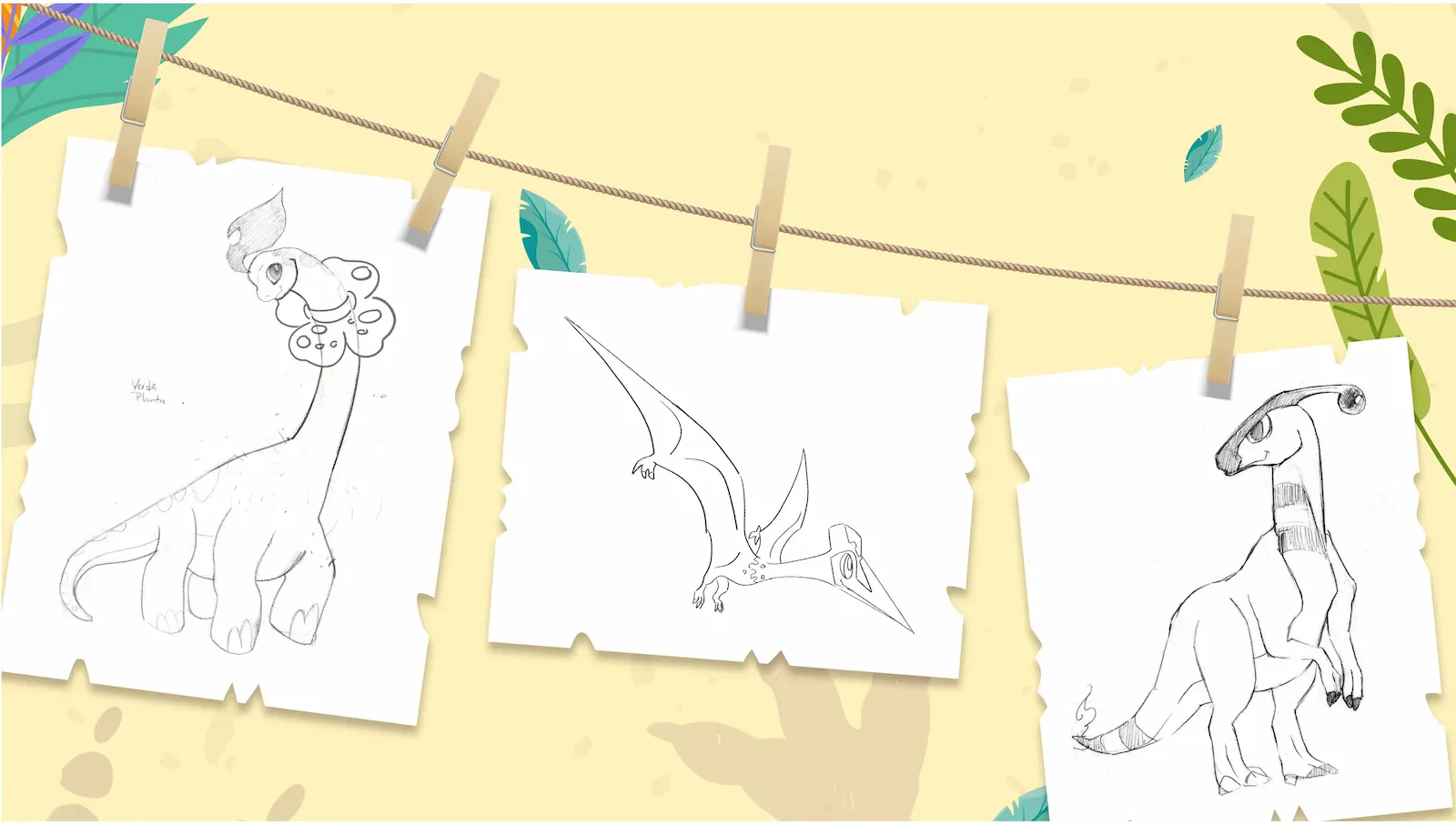 Bocetos de ilustraciones de Dino Walk