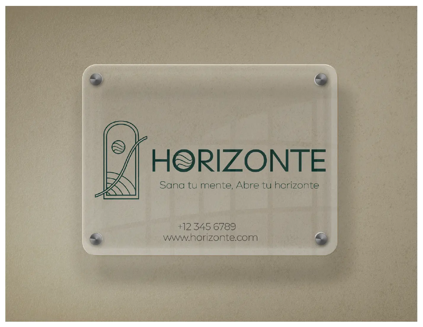 Logotipo de Horizonte en letrero de acrílico