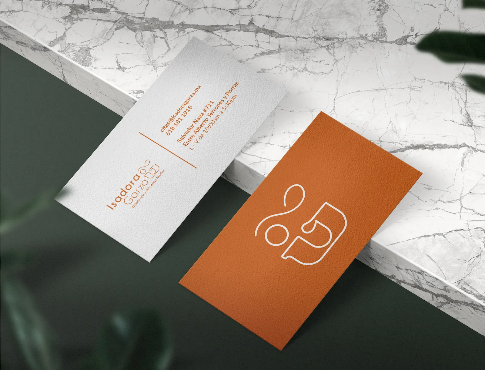 Logotipo de Isadora Garza en tarjetas de presentación