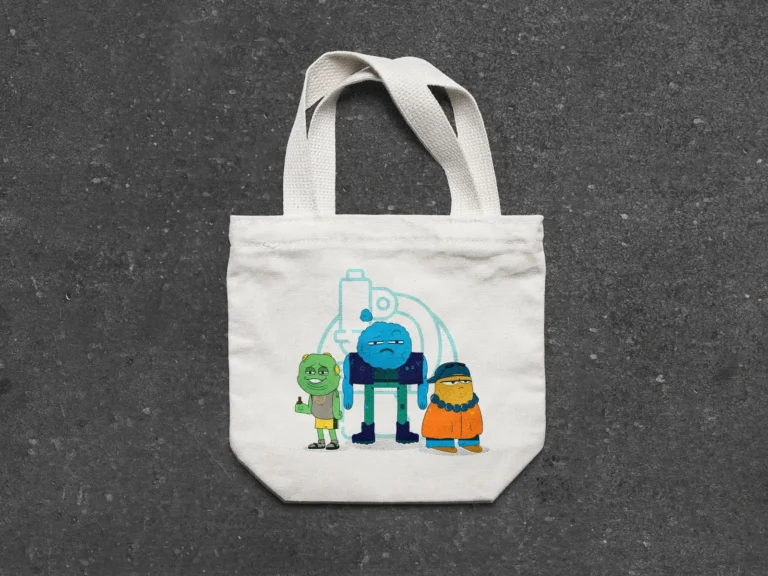 Bolsa de tela con ilustraciones creadas para Rafa Carbajal
