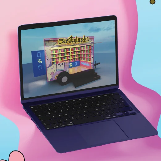 Laptop con render de Caratulandia
