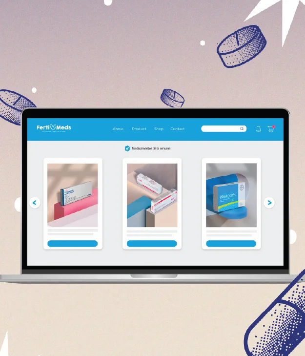 Laptop con página web de Fertimeds
