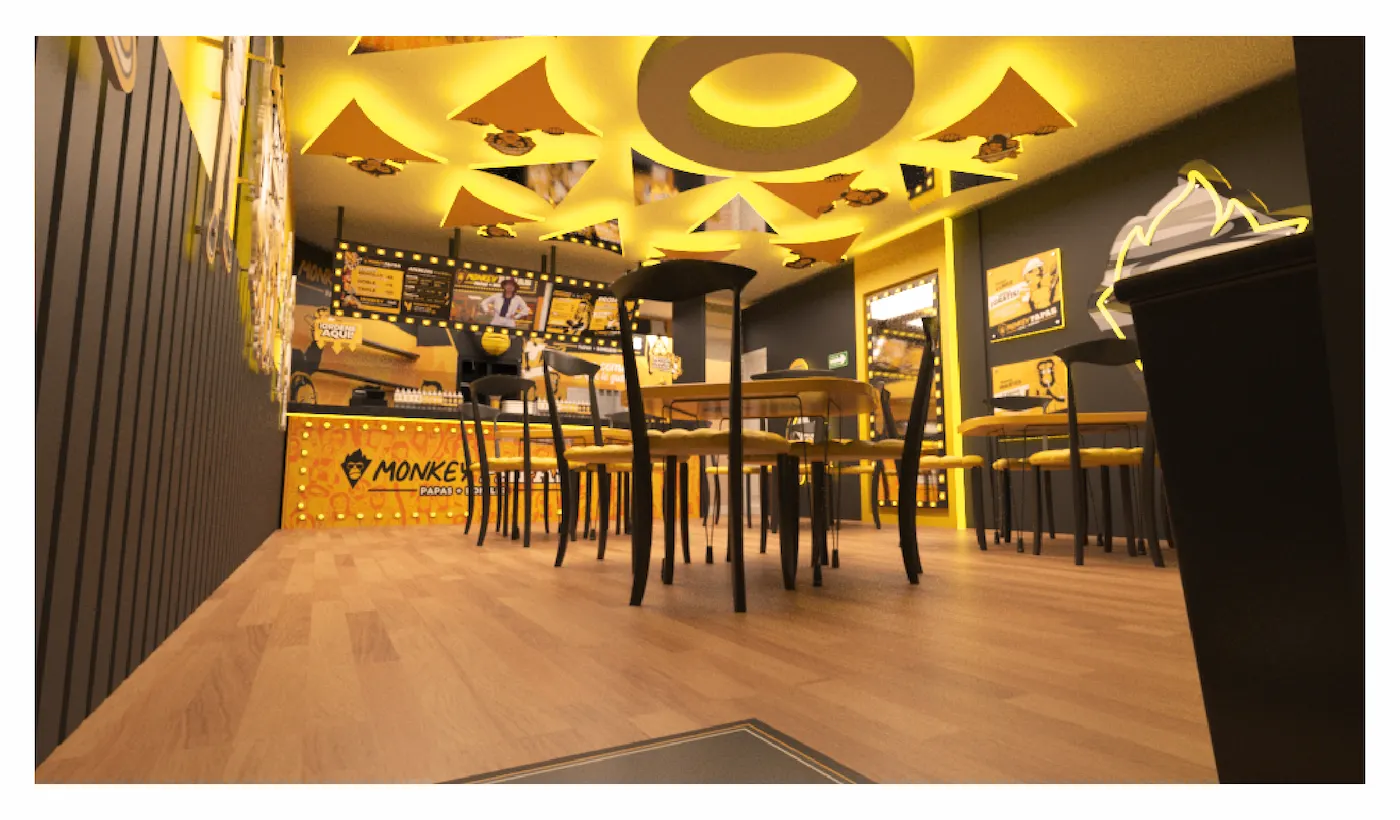 Render de decoración de Monkey Papas