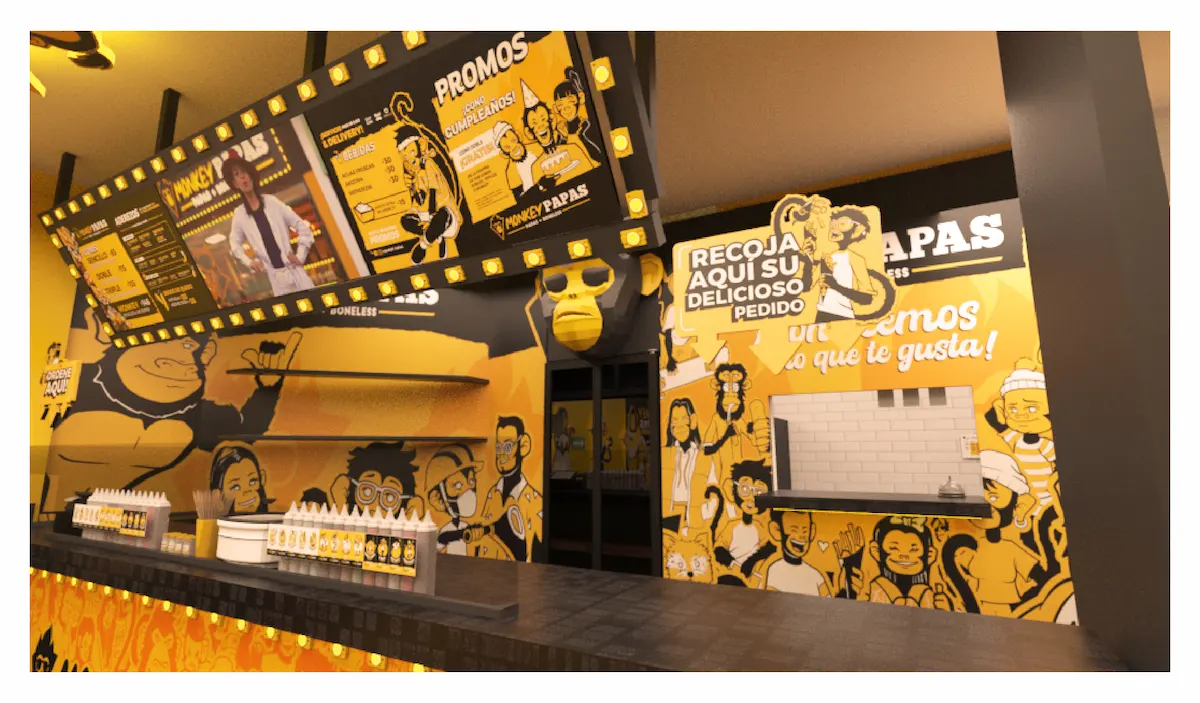Render de decoración de Monkey Papas