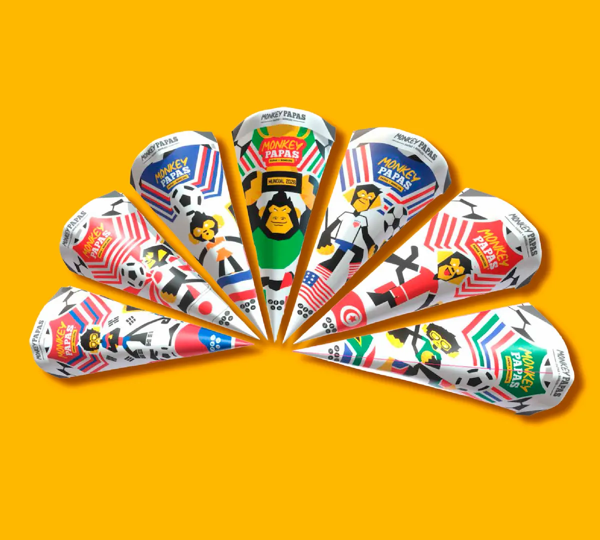 Ejemplo de diseño de conos temática de futbol de Monkey Papas